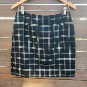 Vintage Wool Mini Skirt Petite Sophisticate Black Plaid Schoolgirl Y2K Size 8/10